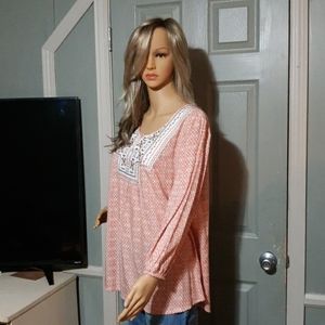 Style & Company Women's Blouse/Tunic Orange white